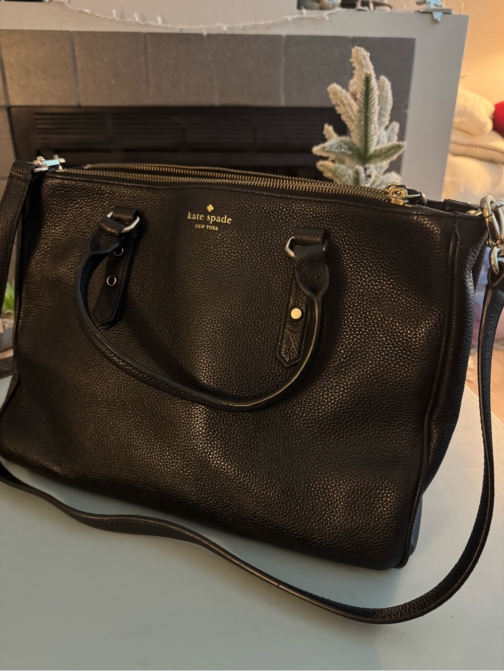 Black Leather Kate Spade New York Mulberry Street Leighann Tote Bag/ Crossbody